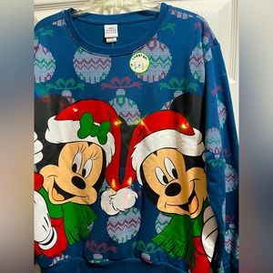 Disney Mickey and Minnie Mouse !Light Up! Christmas Sweatshirt - XXL